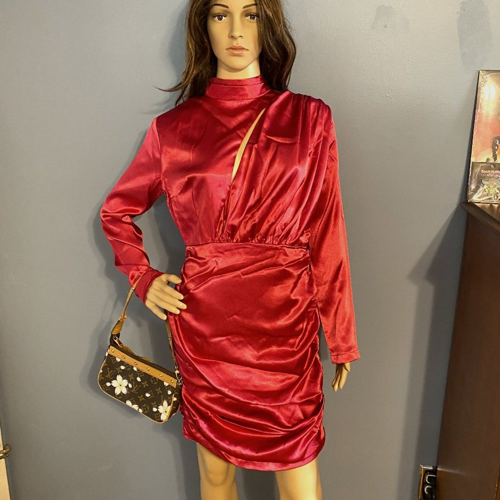 Miss Circle Soho NY Fuchsia Satin Sexy Party Cocktail Prom Dress NWT Size L